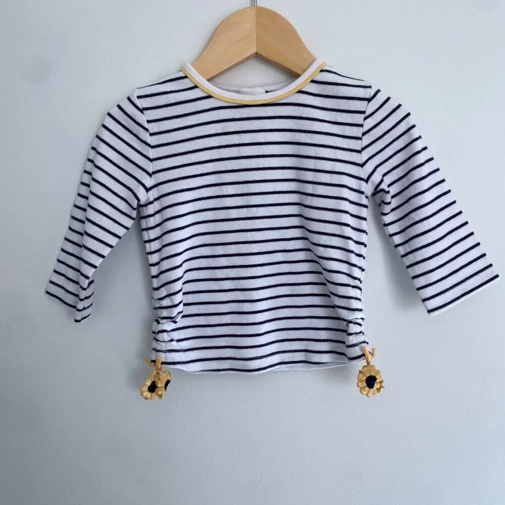 Vintage Gymboree Striped Shirt stripes with Sunflower Ties - 6-12M